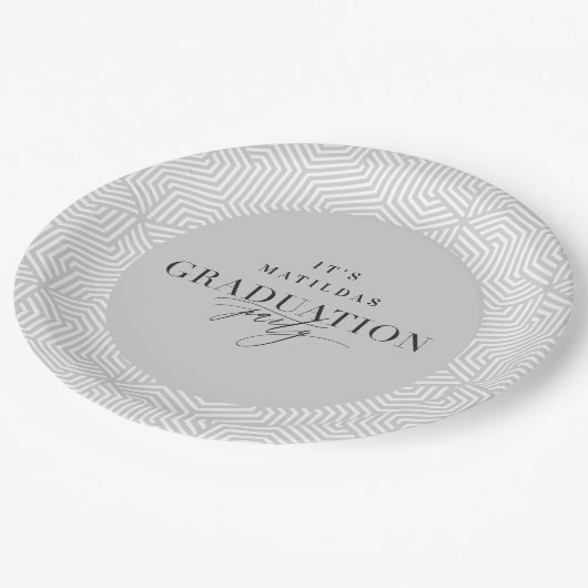 Moderne geometrische en scriptgraduatie-partij papieren bordje (Gekanteld)