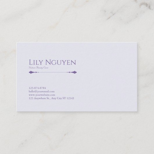 Moderne geometrische etherische bloemenlavendel visitekaartje (Achterkant)