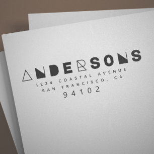 Moderne geometrische familie retour adres stempel