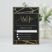 Moderne Geometrische Faux Gold RSVP (Staand voorkant)