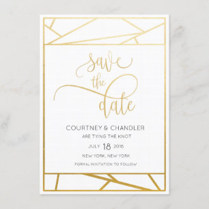 Moderne Geometrische Faux Gold Save the Date