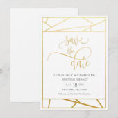 Moderne Geometrische Faux Gold Save the Date (Voorkant / Achterkant)