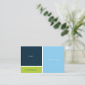 Moderne geometrische gespleten blauw groen visitekaartje (Staand voorkant)