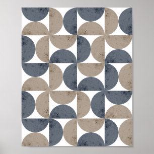 Moderne Geometrische Gestuctuurde Halve Maan Midde Poster