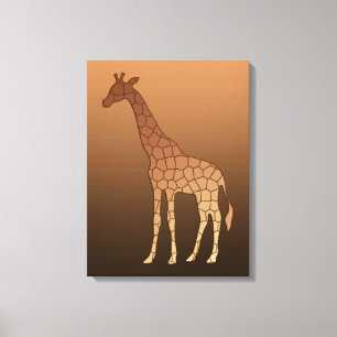 Moderne geometrische Giraffe, koper en bruin Canvas Afdruk