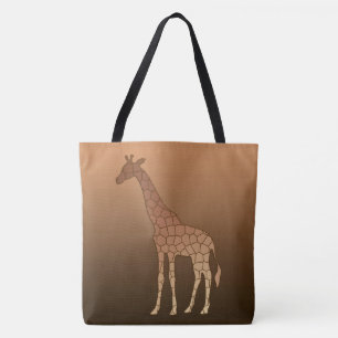 Moderne geometrische Giraffe, koper en bruin Tote Bag