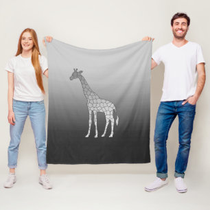 Moderne geometrische Giraffe, zilver grijs / grijs Fleece Deken