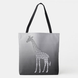 Moderne geometrische Giraffe, zilver grijs / grijs Tote Bag