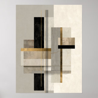 Moderne Geometrische Gouden Abstracte Kunst Poster