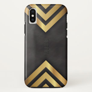 Moderne geometrische gouden en zwarte achtergrond iPhone XS hoesje
