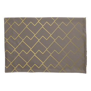 Moderne geometrische gouden koffie chocolade bruin kussensloop