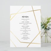 Moderne geometrische gouden lijsten bruiloft menu (Staand voorkant)