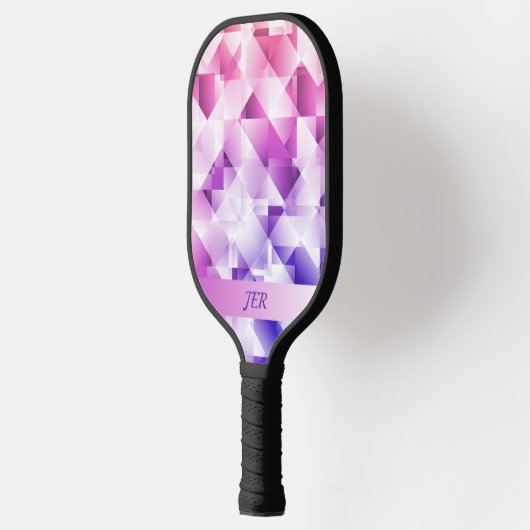 Moderne Geometrische gradiëntpatronen monogrammen Pickleball Paddle (Links)
