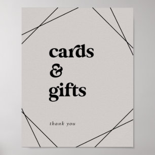 Moderne Geometrische   Grijze Kaarten en Cadeaubon Poster