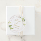 Moderne geometrische groen aangepaste bruiloft ron bedankjes labels (In situ)