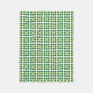 Moderne geometrische groene bosvierkanten patroon fleece deken