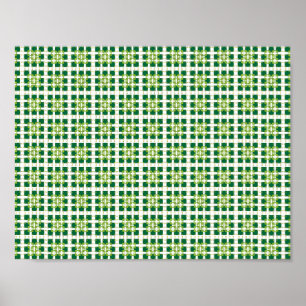 Moderne geometrische groene bosvierkanten patroon poster