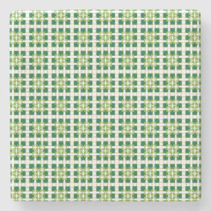 Moderne geometrische groene bosvierkanten patroon stenen onderzetter