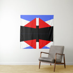 Moderne Geometrische Harlekijn Patroon Rood Blauw  Wandkleed