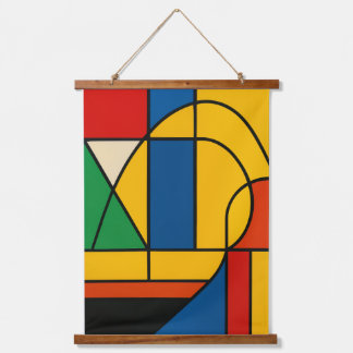 Moderne Geometrische Harmonie – Kleurrijke Abstrac Hangend Wandkleed