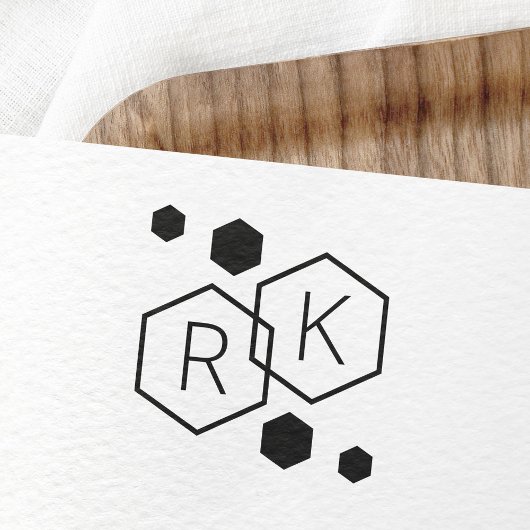Moderne geometrische hexagons bruiloft-initiaal 	rubberstempel