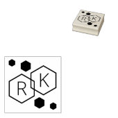 Moderne geometrische hexagons bruiloft-initiaal 	rubberstempel (Gestempeld)
