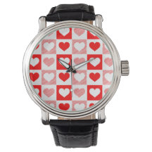 Moderne geometrische horloge met hartjes motief
