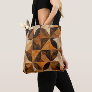 Moderne geometrische houten inlegpatroon tas