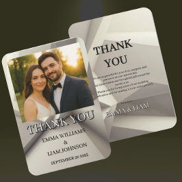 Moderne Geometrische Huwelijkskaart met Foto Bedankkaart