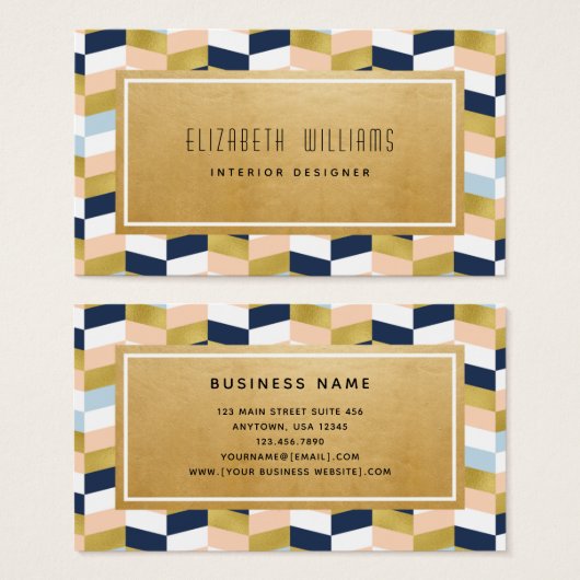Moderne Geometrische Interieur Ontwerper Zakelijke Visitekaartje (Voorkant /achterkant)
