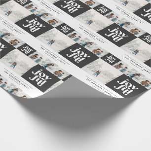 Moderne geometrische joyful typografie foto kerst cadeaupapier