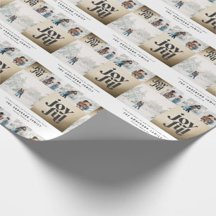 Moderne geometrische joyful typografie goudkerst cadeaupapier