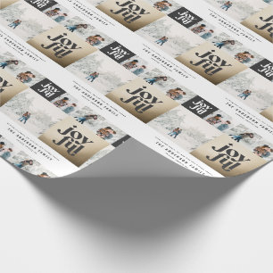 Moderne geometrische joyful typografie goudkerst cadeaupapier