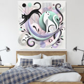 Moderne geometrische katten - Abstracte canvaskuns Canvas Afdruk (Insitu (Slaapkamer))