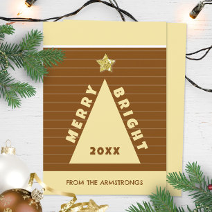 Moderne Geometrische Kerstboom Chocoladebruin Feestdagenkaart