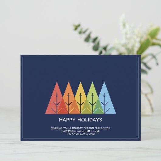 Moderne geometrische kleur overlappende Kerstmis Feestdagenkaart (Staand voorkant)