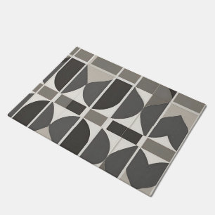 Moderne geometrische krommen in grijs en wit deurmat