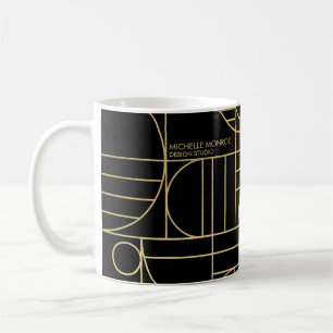 Moderne geometrische kunst Deco Faux Gold/Black Koffiemok