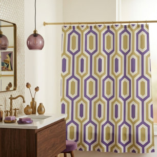 Moderne geometrische lavendel- en gouden douchegor douchegordijn