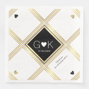 Moderne Geometrische Lijnen met Monogram voor Huwe Servetten