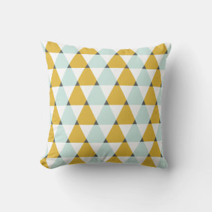 Moderne Geometrische Mint Yellow Triangles Patroon Kussen