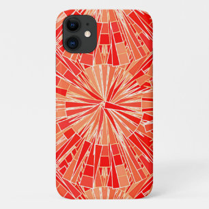 Moderne geometrische mozaïek, koraal Sinaasappel iPhone 11 Hoesje