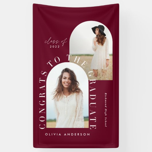 Moderne geometrische multi-foto boogbanne afstuder spandoek (Verticaal)