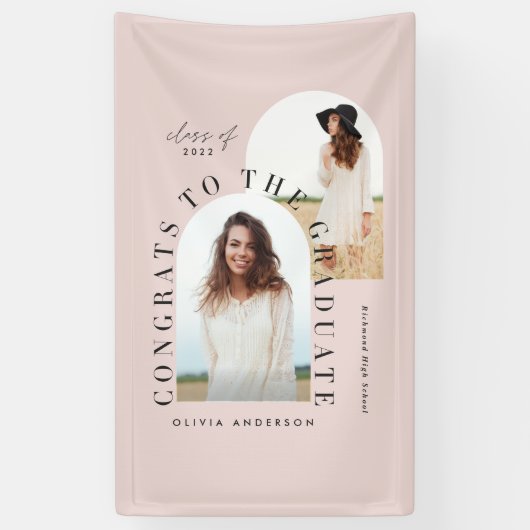 Moderne geometrische multi-foto boogbanne afstuder spandoek (Verticaal)