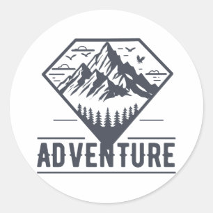 Moderne Geometrische Natuur bergen avontuur Ronde Sticker