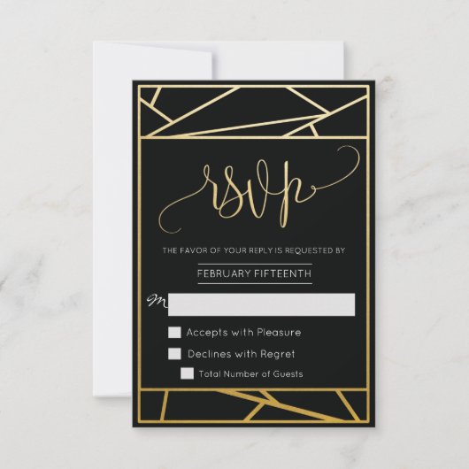Moderne Geometrische Nep Goud RSVP Kaartje (Voorkant)
