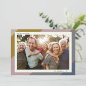 Moderne geometrische pastel Chanoeka familie foto Feestdagenkaart (Staand voorkant)