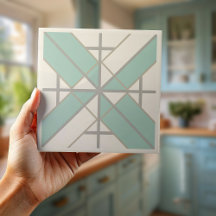 Moderne Geometrische Pat#8 Zeegroen ID1192