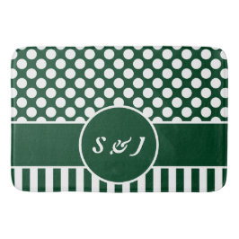 Moderne Geometrische patronen Groene Monogrammen Badmat