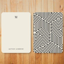 Moderne Geometrische Patroon Monogram Briefpapier Notitiekaartje